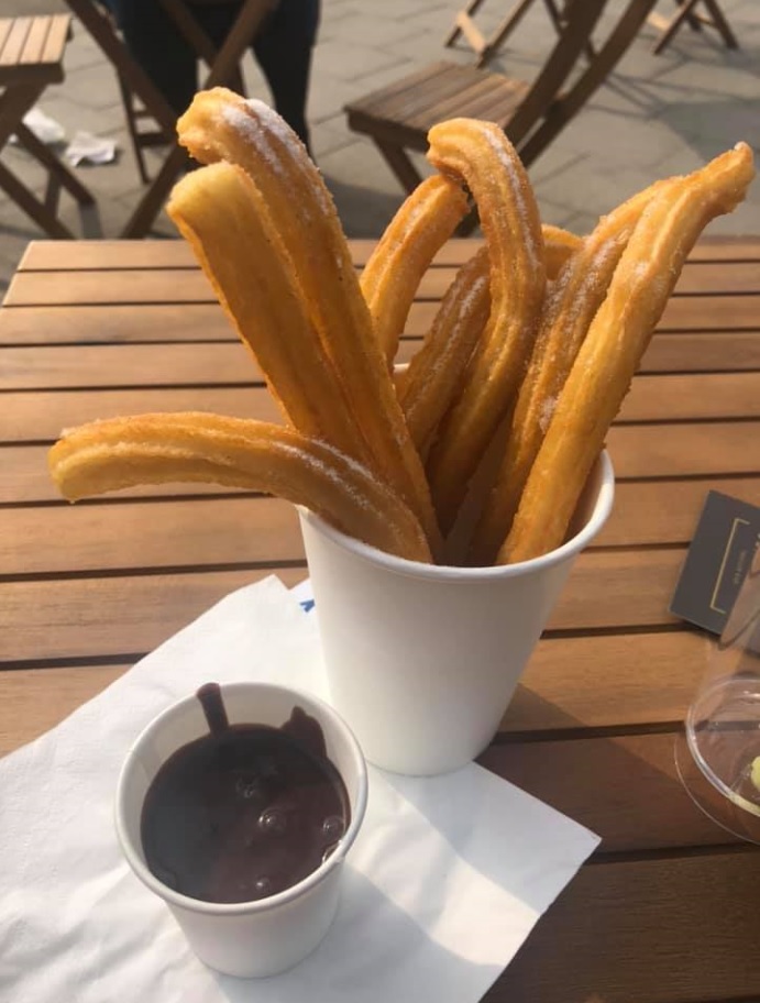 Churros and chocolate dipping sauce