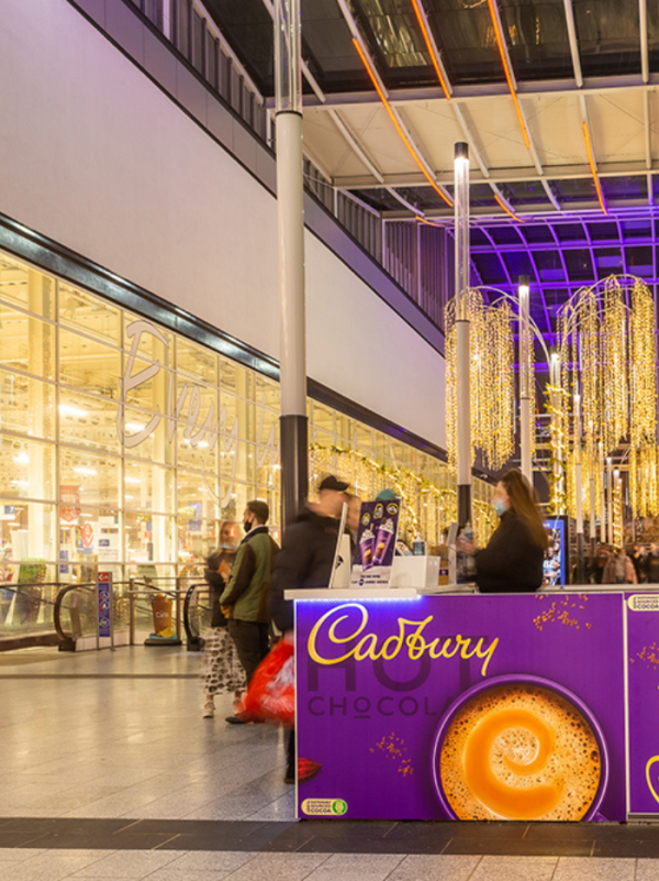 Cadbury pop-up stall in shopping centre entrance